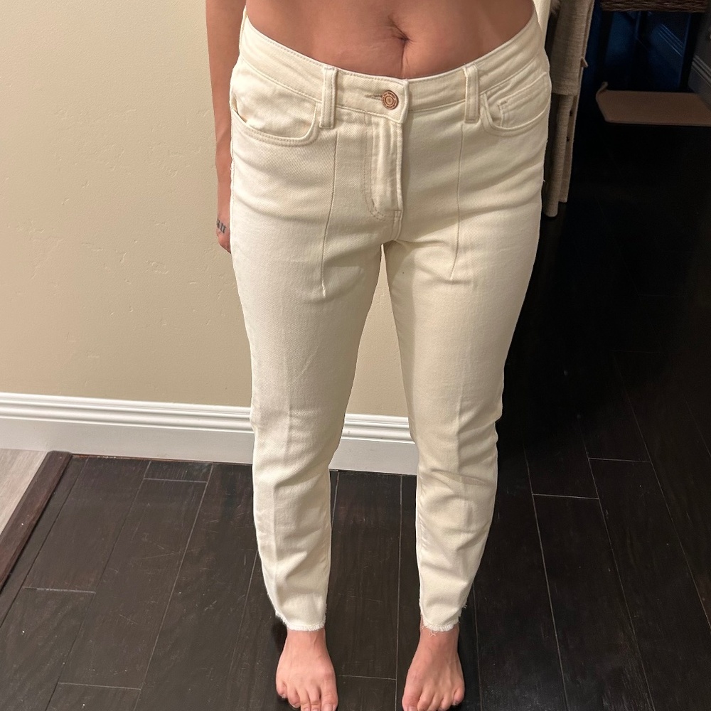 Vervet by Flying Monkey Skinny Jeans Size 24 Cream High Rise Stretch Denim